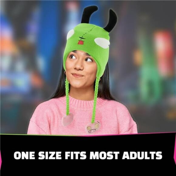 Invader Zim Gir Beanie Hat Knit Winter Cap with Ears Cosplay Costume Warm - Picture 4 of 7